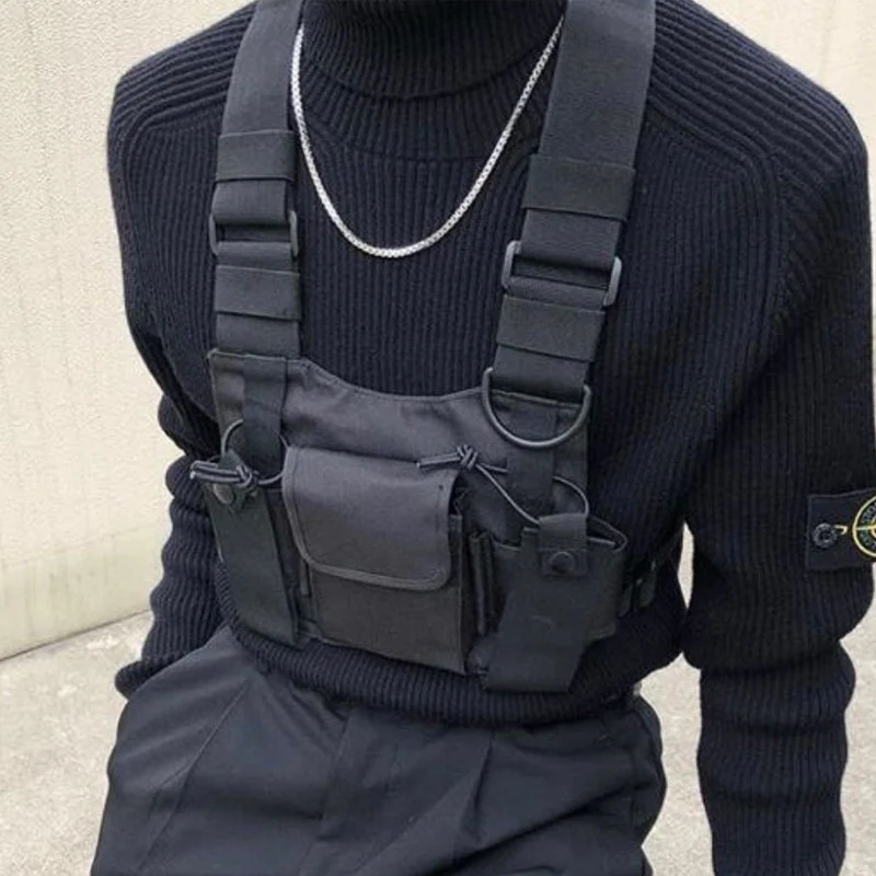 Comprar Chaleco táctico chaleco antibalas hombre de nailon chaleco militar pecho rig Pack bolsa Holster arnés táctico walkie talkie radio Paquete de cintura para dos vías radio