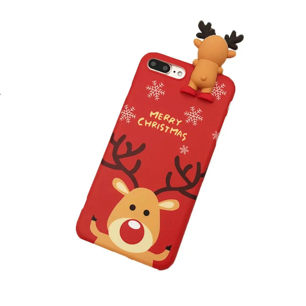 Silicone Soft Christmas Animal Pattern Printed Mobile Phone Bear Reindeer Cases For iPhone | Мобильные телефоны и