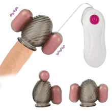 2pcs Vibrating Glans Sleeve Penis Massage Vibrator Male Masturbator Glans Stimulator Pussy Penis Delay Exercise Sex Toys for Men