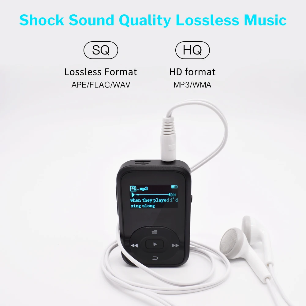 Deelife Sport Bluetooth MP3 Player Digital 8GB Clip Mini with Screen Recorder FM Radio Pedometer Support TF Card MP3 Music Play