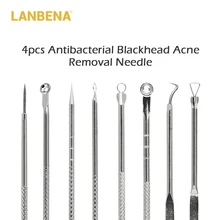 4 шт LANBENA бытовой Нержавеющая сталь двойной Наконечник иглы чёрные точки белые точки прыщи, акне инструмент для удаления