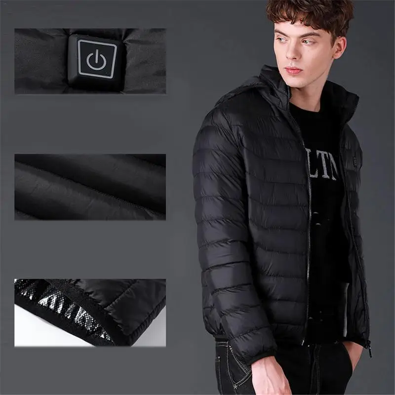 S ~ 4XL умная хлопковая куртка для мужчин и женщин с зарядкой от usb зимнее длинное