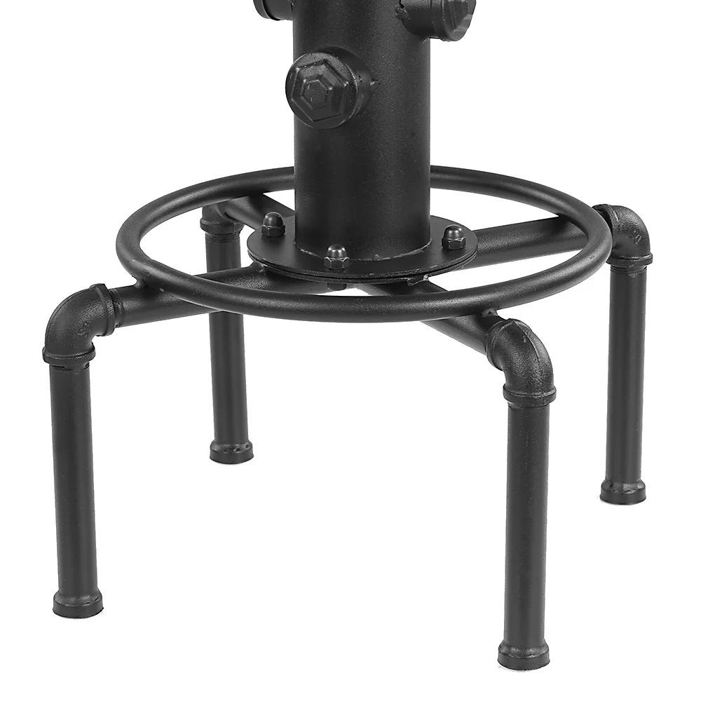 iKayaa Bar Chairs Metal Industrial Bar Stool Height Adjustable Swivel Pinewood Top Kitchen Dining Chair Pipe Style Barstool