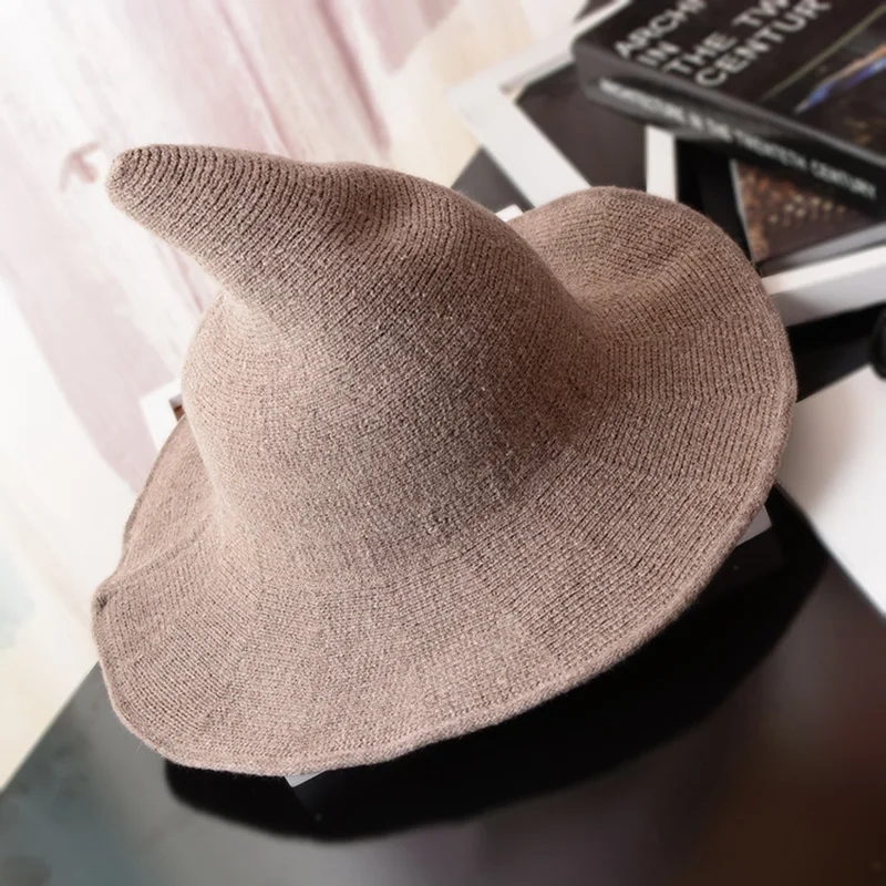 

Witch Hat Diversified Along The Sheep Wool Cap Knitting Fisherman Hat Female Fashion Witch Pointed Basin Bucket for Halloween