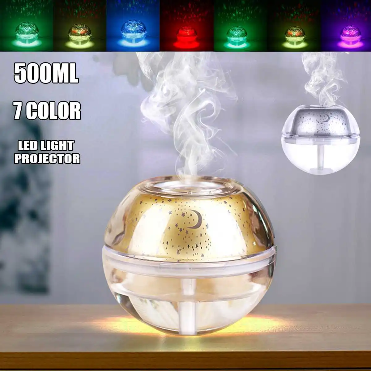 

7 Color LED Projector Air Humidifier Essential Diffuser Aromatherapy Purifier Night Lamp USB Portable Desk Home Mini Humidifier