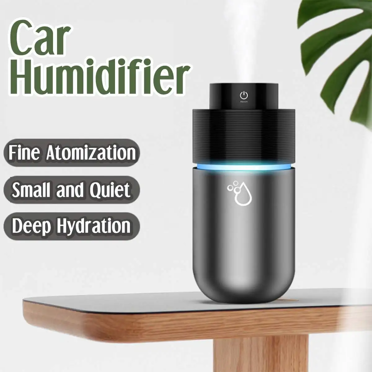 

Portable 200ML USB Humidifier Car Home Office Mini Shape Air Diffuser-Aroma Oil Mist Maker Silver-grey 70x148mm 7 color lights