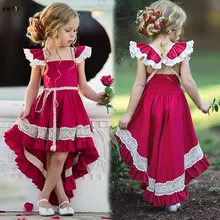 Одежда для детей, летнее платье для девочек, асимметричное кружевное платье с открытой спиной, платье принцессы, детская одежда, Vestido, От 1 до 5 лет