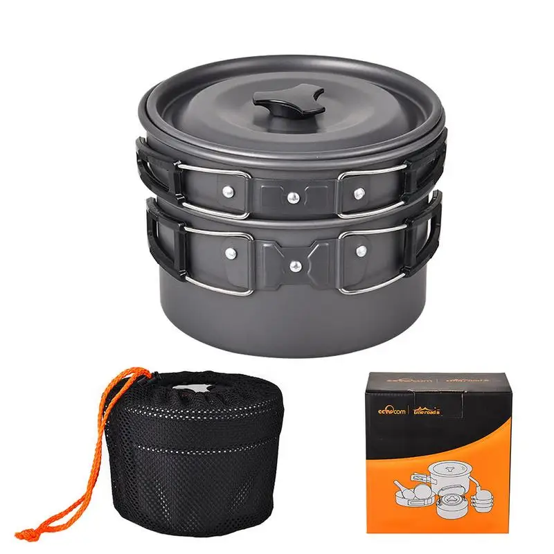 9 unids/set utensilios Camping conjunto para 2-3 personas Mini plegable Picnic al aire libre maceta tetera combinación de cocina extraíble olla conjunto