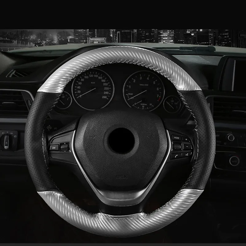 

Anti-Slip Car Steering Wheel Cover 38cm DIY Braid Needles And Thread Soft Artificial Leather Auto Car Steering Wheel Covers