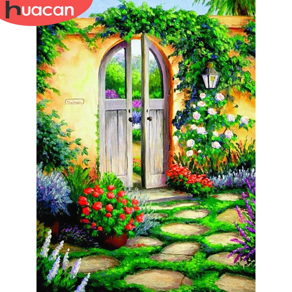 

HUACAN 5D Diamond Painting Scenic Spring Round Drill Embroidery Sale Diamond Mosaic Rhinestone Picture Home Decor Gift