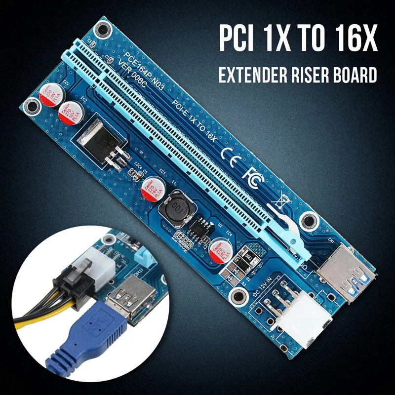 PCIe 1X 4x 8x 16x удлинитель USB 3 0 PCIE Riser Card Express Adapter SATA IDE 15pin папа 6pin кабель питания для