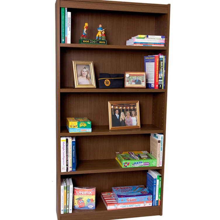 Excalibur Heavy Duty Shelf 72"H Wood Veneer Bookcase Vintage Walnutin