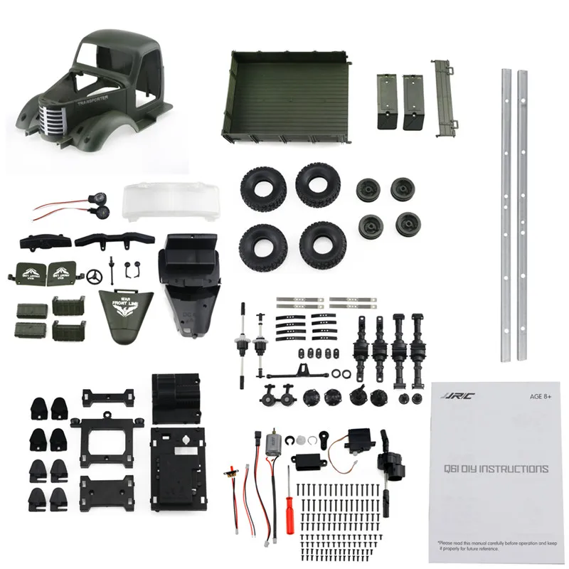 JJRC Q61 Kit 1/16 2.4G 4WD Off-Road Military Truck Crawler RC Car DIY RC Car Kit 2019 New Arrival G