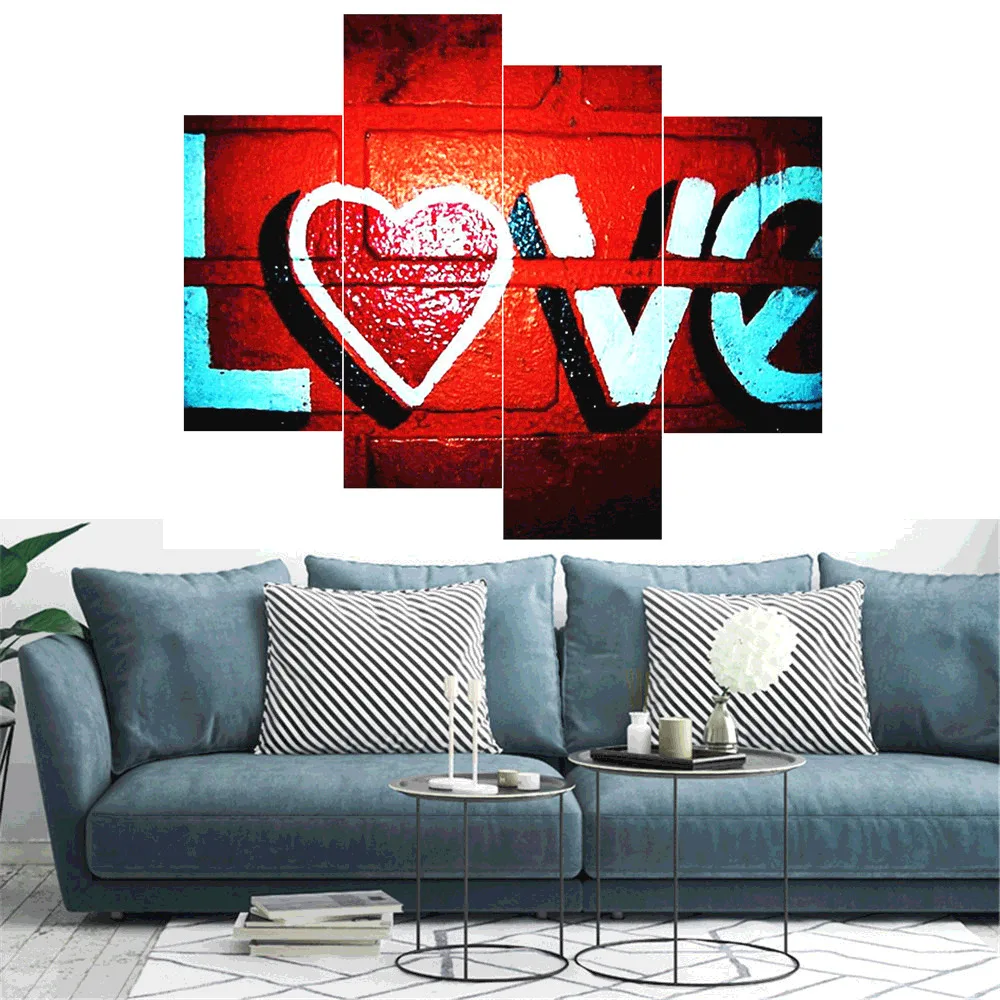 

HUACAN 5d Diamond Painting Love 4pcs Full Drill Square Pictures Of Rhinestones Home Decoration Diamond Embroidery Sale