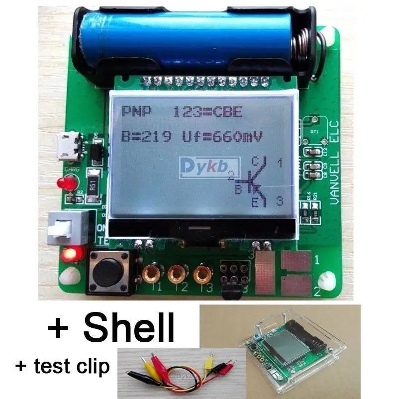 

LCR ESR Meter Mega328 Digital Combo Transistor Tester Diode Triode inductor Capacitance resistor MOS/PNP/NPN + Test clip shell