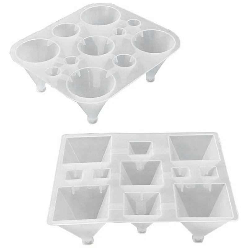 

2Pcs Conical Pyramid Crystal Silicone Resin Molds Jewelry Pendants Mould Necklace Craft Making Tool