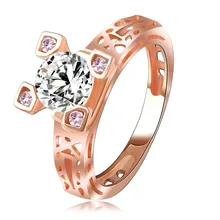 

LZESHINE Rose Gold Color Wedding Rings For Women Eiffel Tower Design Finger Rings Women Luxury Jewelry Valentine's Day gift