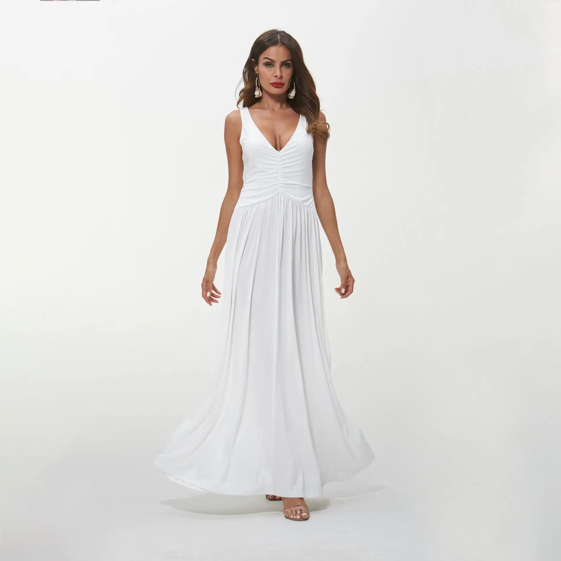 OSULIVAN летнее платье женское винтажное Femme Ete 2019 Vestidos длинное с v образным вырезом