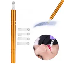 Набор тату-машин, набор для татуировки, золотая ручка для татуировки бровей с перекрестным кончиком+ роликовые иглы для бровей, инструмент для макияжа, ротационный набор для татуировки