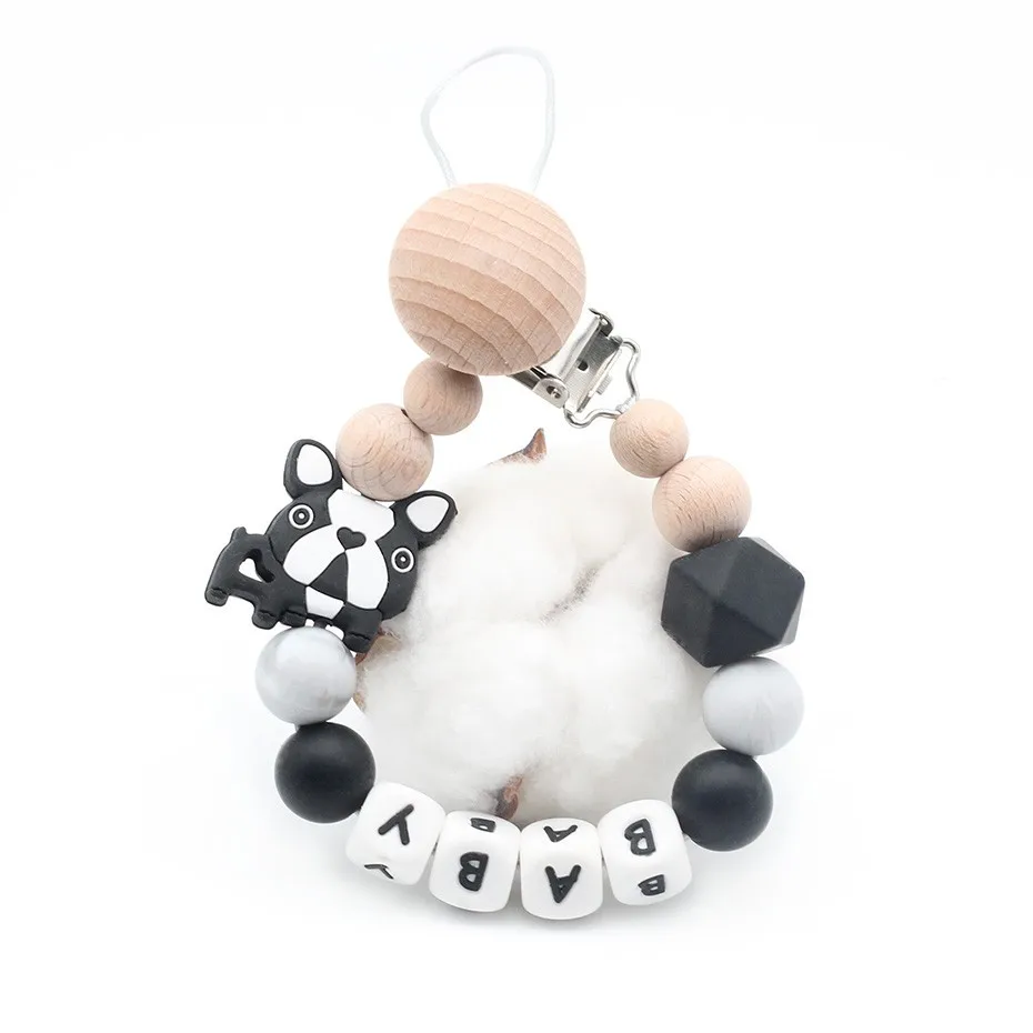 

Custom Name Cute Handmade Silicone Pacifier Chain 6 Color Tooth Toy Pacifier Clip Baby Teether Clip Shower Chain Gift