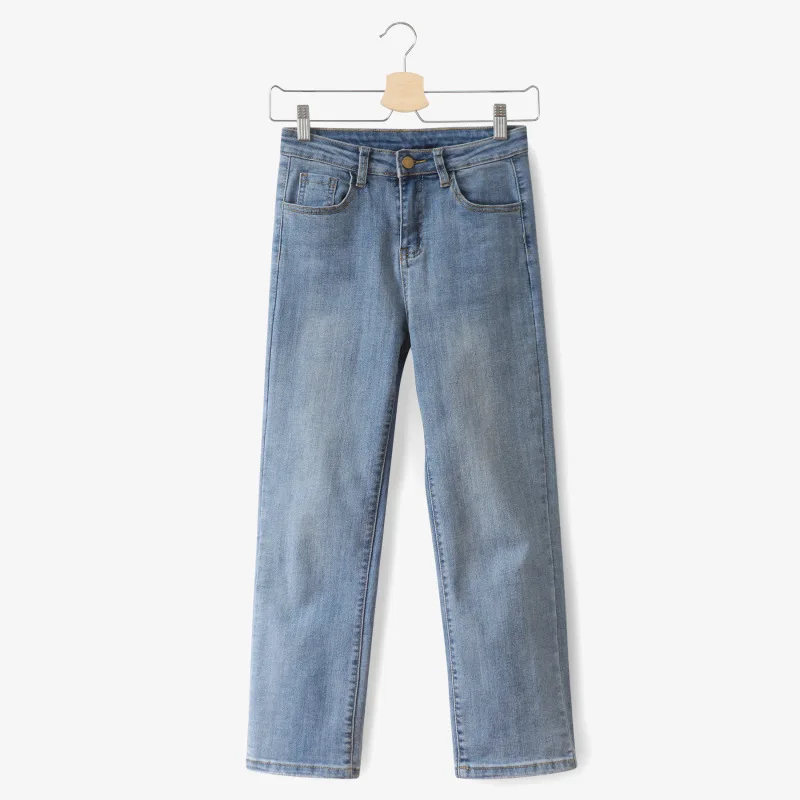 

Spring Autumn Women's Straight Pants High Waist Boyfriends For Woman Jeans Vintage Female Denim Pant Casual Washed Trousers
