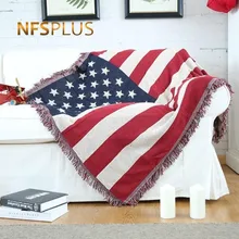 Knitted Sofa Throw Blanket 130x180cm USA Flag Design Home Decorative Cotton Cloth Bed Spread Couch Coverings Quilt Floor Carpet