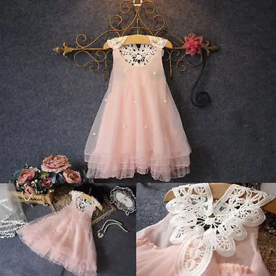 Pudcoco/шифоновое платье принцессы с жемчужинами для маленьких девочек однотонное кружевное детское летнее платье с цветочным рисунком, одежда