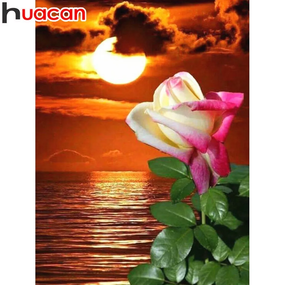

HUACAN 5D DIY Diamond Painting Landscape Full Square Diamond Embroidery Flower Mosaic Picture Of Rhinestone Decor Home Wall Art