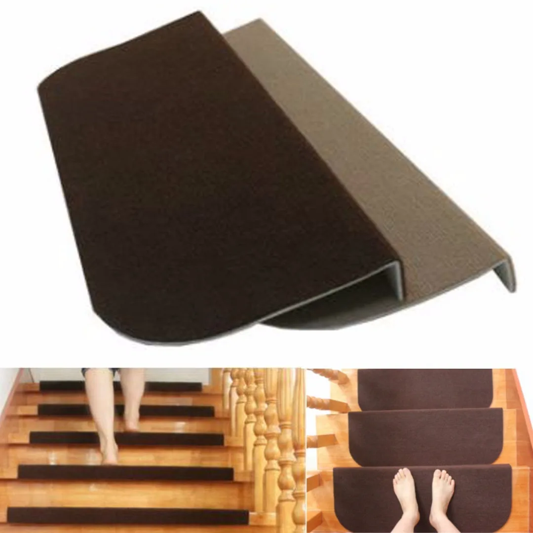 Hot Sale Non-slip Adhesive Carpet Stair Treads Mats Mayitr Staircase Step Rug Protection Cover 2 Colors