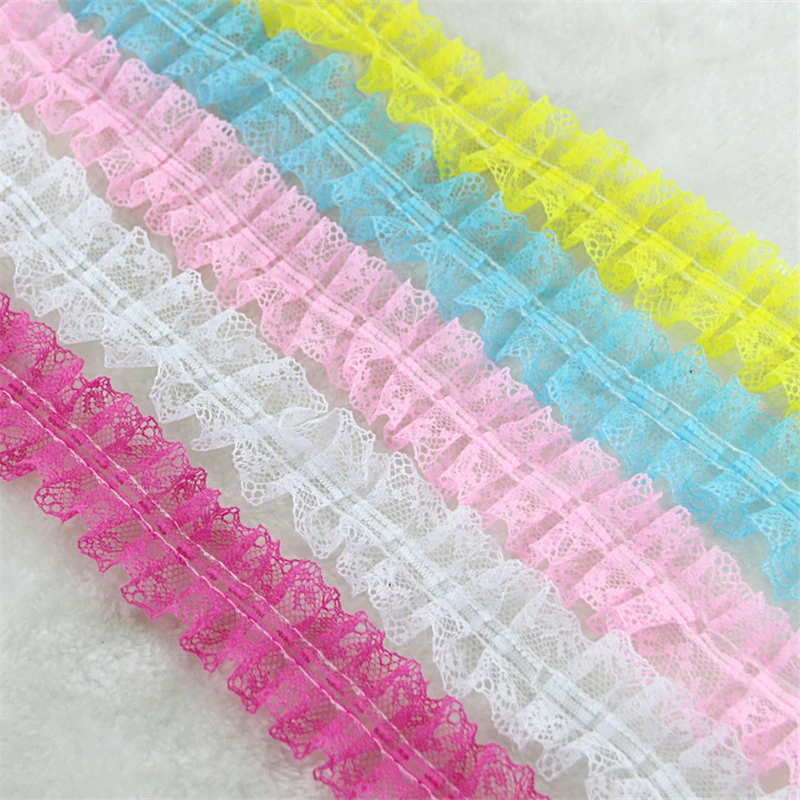 

5yards/bag DIY Craft Supplies Handmade pleated lace chiffon lace clothing fabric decoration lace cotton hair accessories IT003