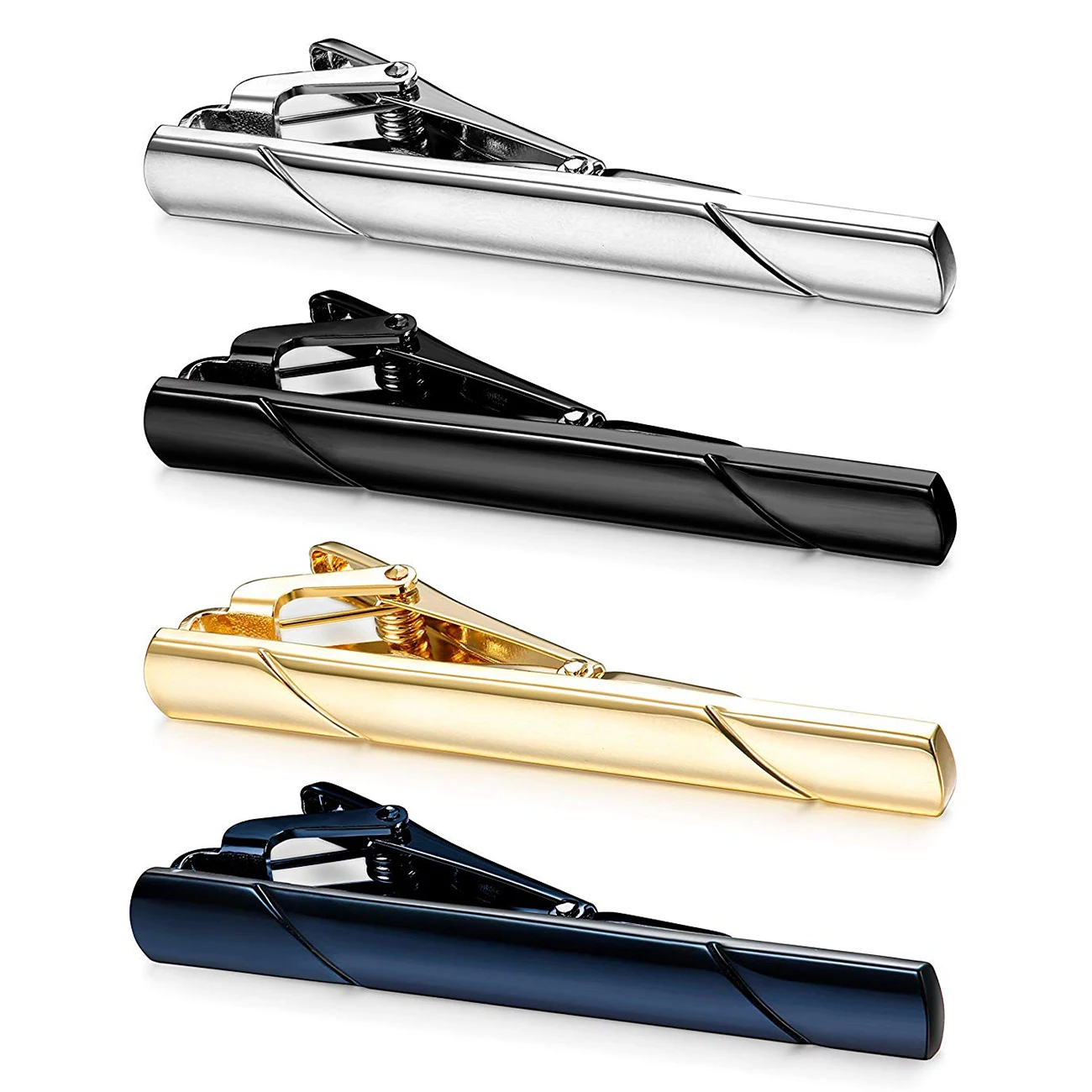 4Pcs Tie Clips for Men Tie Bar Clip Set for Regular Ties Necktie