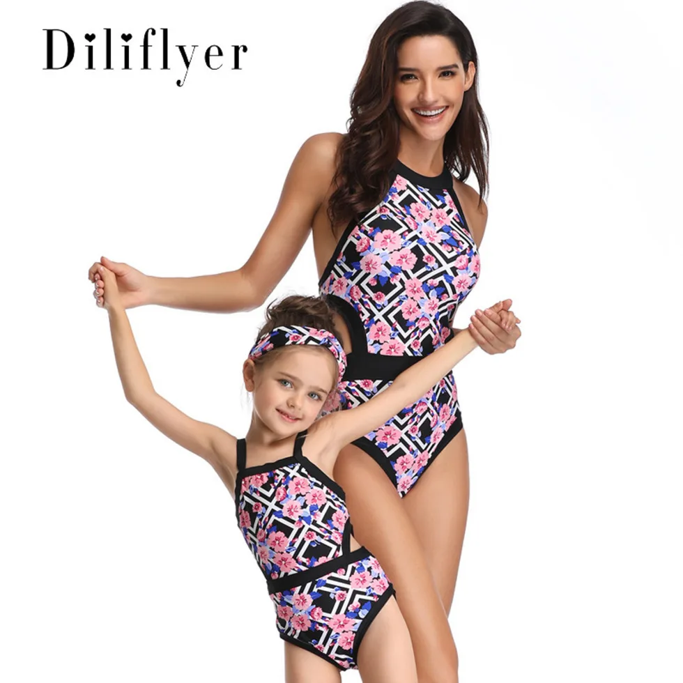

2019 New Parent-child Swimsuit Bikini Explosions Conjoined Mother And Daughter Print Swimsuit