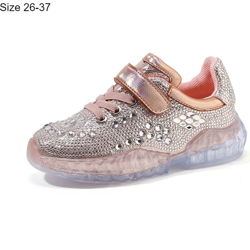 

Spring 2019 Girls Bling Rhinestone Fashion Sneakers Toddler/little/big Kid Sparkle Casual Trainers Children Glitter Brand Shoes