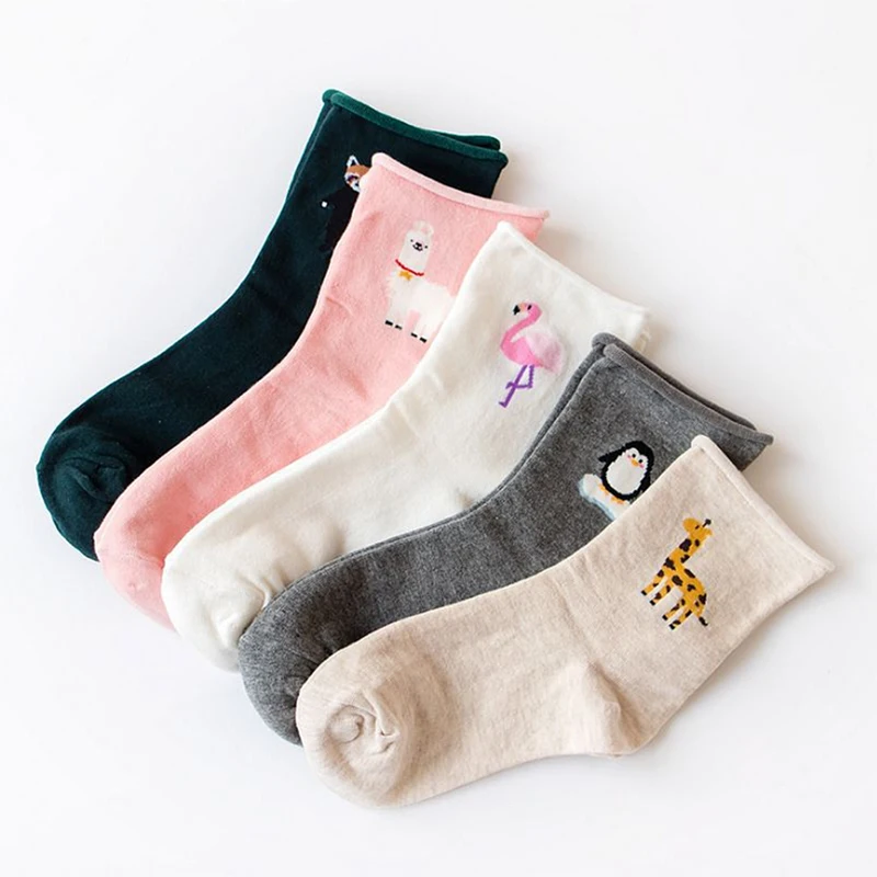 Регулируемые носки с тигром и овечкой для беременных женщин; носки с аномальным жирафом; мягкие милые удобные эластичные теплые хлопковые носки для студентов; 1 пара