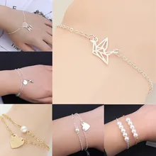 Браслет в стиле минимализма Femme металлический шар Голубь бумага журавль листья Звезда Сердце жемчуг амулеты Браслеты для женщин девушки подарки браслеты