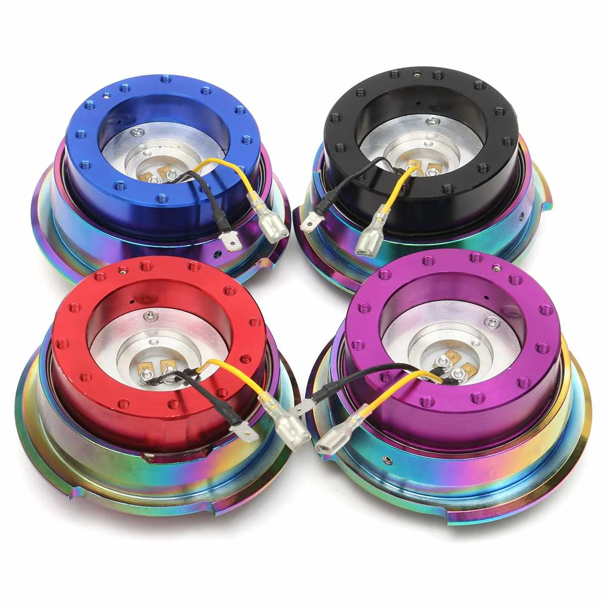 

Universal Steering Wheel Quick Release Hub Snap Off Boss Kit Black Red Blue Purple 4 Color Wheel Steering Boss Kit