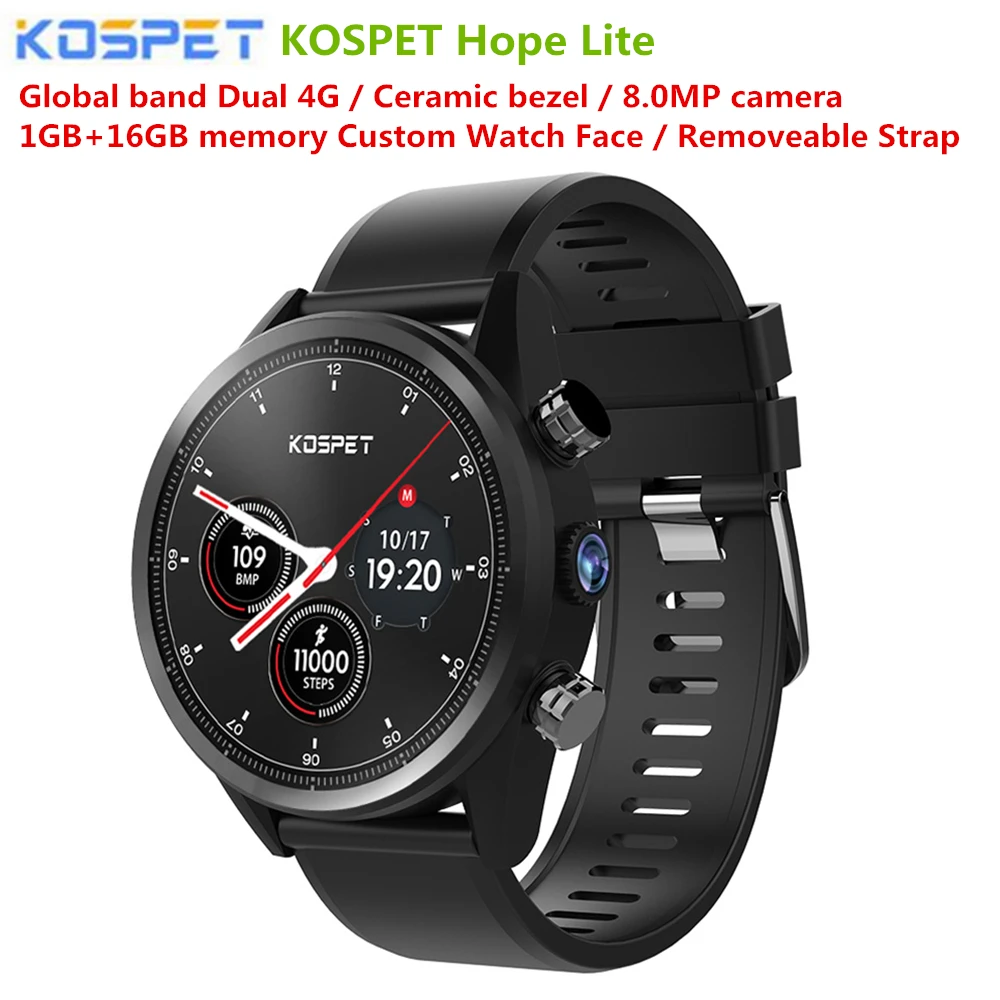 Kospet надеюсь Lite 4G Smartwatch телефон 1 39 дюйма Android 7 MTK6739 4 ядра 25 GHz GB + 16 IP67