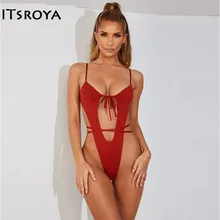 ITSROYA цельный купальник на тонких бретельках, без рукавов, на шнуровке, с открытой спиной, модная пикантная пляжная одежда