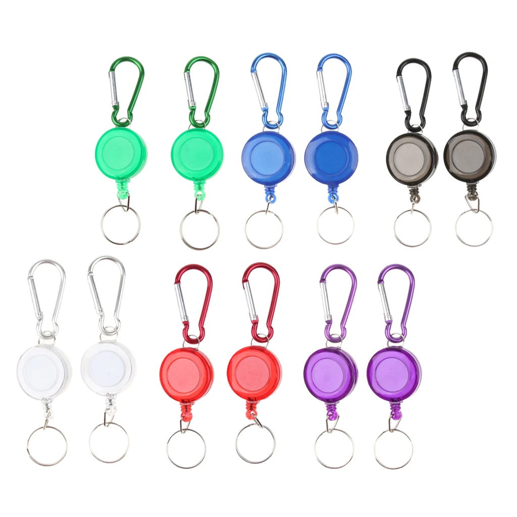 

12pcs Retractable Key Chain Reel Recoil Pull Key Ring Belt Carabiner Key Ring Holder Chain Anti-Lost Snap Hook