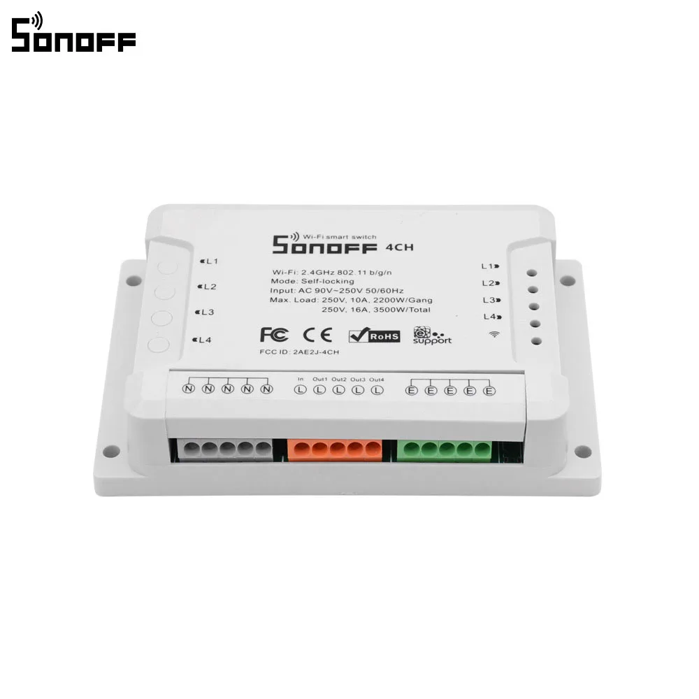 

SONOFF 4CH Rev2 4 Channel Wireless WiFi Smart Switch Tracking Device Status And Remote Control
