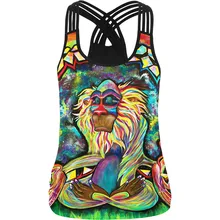 Женский спортивный жилет с 3d принтом обезьяны, женская рубашка для йоги и бега, тренировочный жилет для фитнеса, футболка с перекрестными полосками, майка, спортивная блузка для тренировок