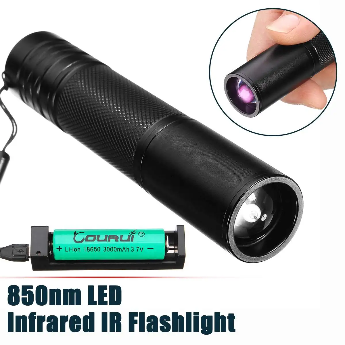 

5W 850nm LED Infrared IR Flashlight Hunting Torch Zoomable Night Vision Light Waterproof IP66 Aluminum Alloy O-ring Sealed