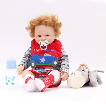 

otardDolls Lifelike Full Silicone Reborn Boy toys Birthday Xmas gifts Wavy Hair Soft Vinyl Newborn Babies Doll