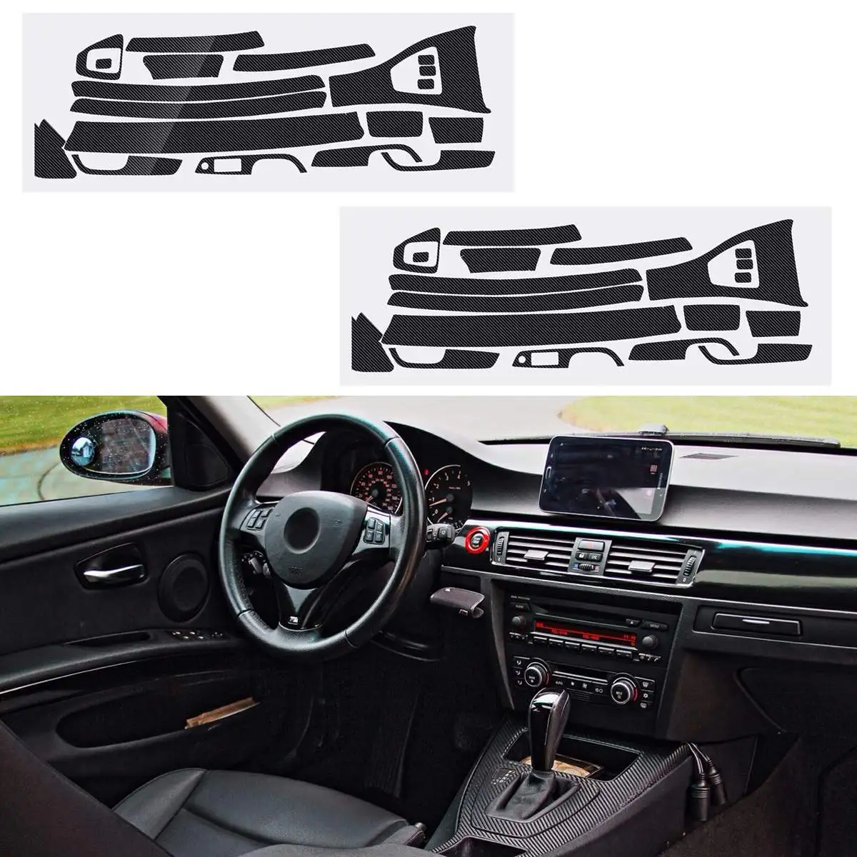 

Carbon Fiber Sticker Vinyl Decal Trim 5D Glossy /3D Matte 15Pcs LHD For BMW E90 E92 E93 2005-2013