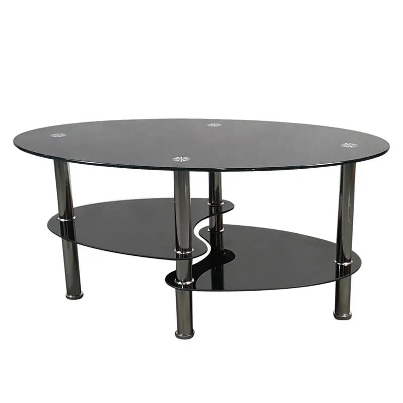Black Dual Fishtail Style Tempered Glass Coffee Table Fashion Tea Table Nordic Creative Furniture Modern Simplicity