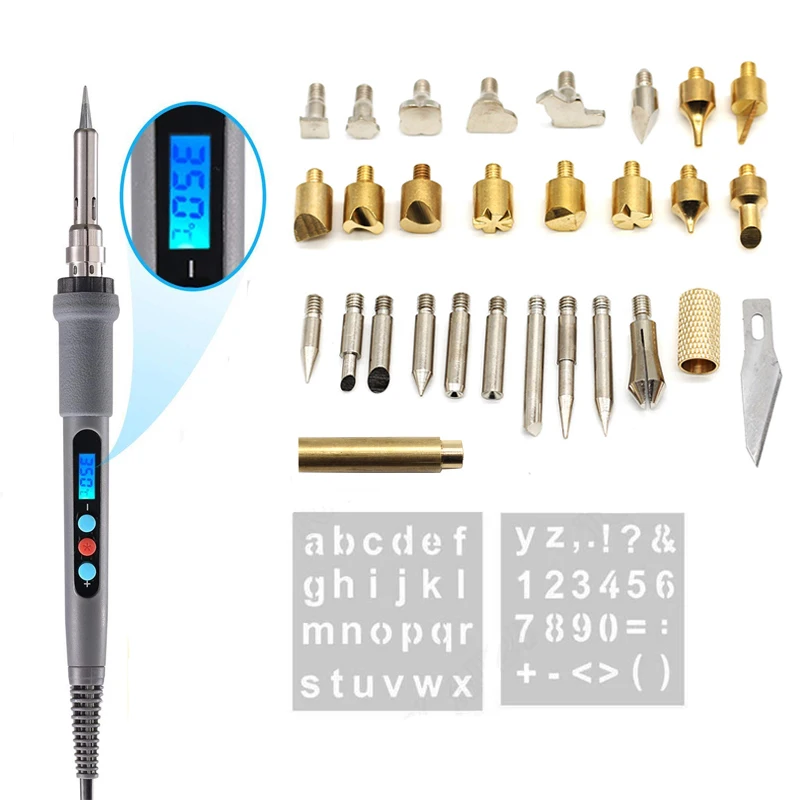 60 Вт AC220-240V, цифровой дисплей, паяльники для сжигания дерева, инструменты для ремесел, набор для пирографии, ручка, машина, набор, ЕС вилка, ЖК-... 60 Вт AC220-240V, цифровой дисплей, паяльники для сжигания дерева, инструменты для ремесел, набор для пирографии, ручка, машина, набор, ЕС вилка, ЖК-...