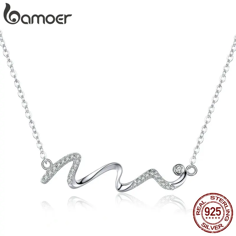 BAMOER 100% Серебро 925 пробы витая леска простое геометрическое женское ожерелье