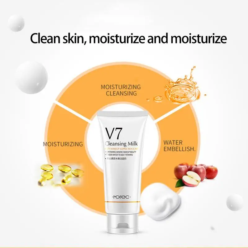 V7 Face Without Makeup Slacker Tender Skin Cleansing Milk Wash Milk Replenishing Water Nourish Clean Oil Control Cleansing Foam