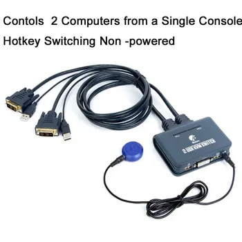 

2-Port USB DVI KVM Switch Switcher Control 2 Computers For Dual Monitor Keyboard Mouse Non-powerded