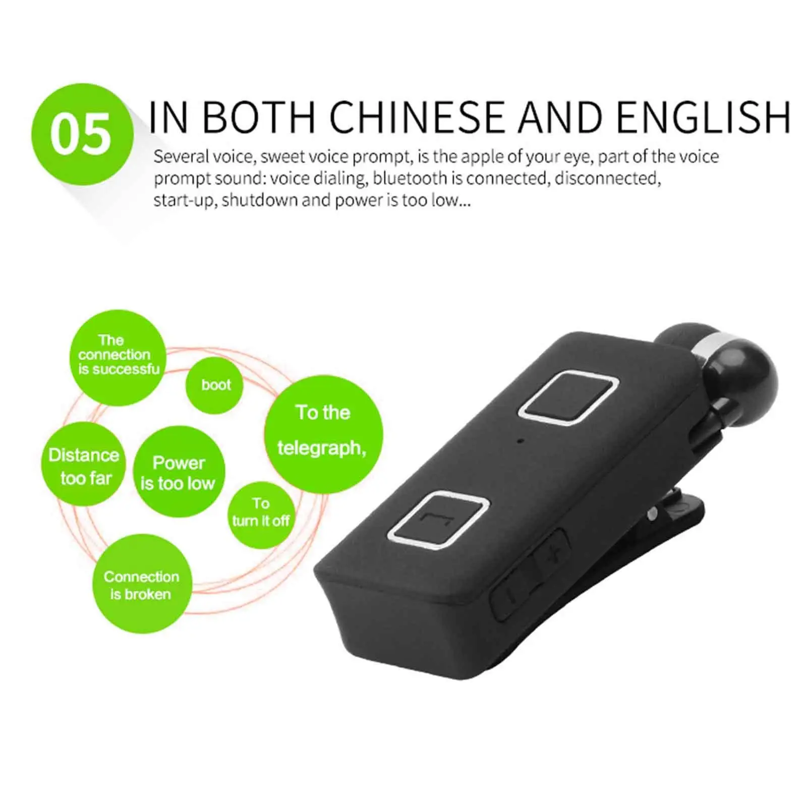 Bluetooth Headphone Wireless Headset with Clip Noise Cancelling for Samsung Galaxy S9 S8 J7 J5 iPhone XR XS X IOS Android Phone